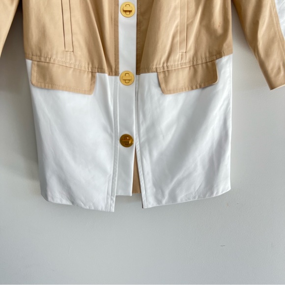 ANTHROPOLOGIE x Leifsdottir White Beige Leather Long Sleeve Classic Jacket Sz 0 - Picture 4 of 16